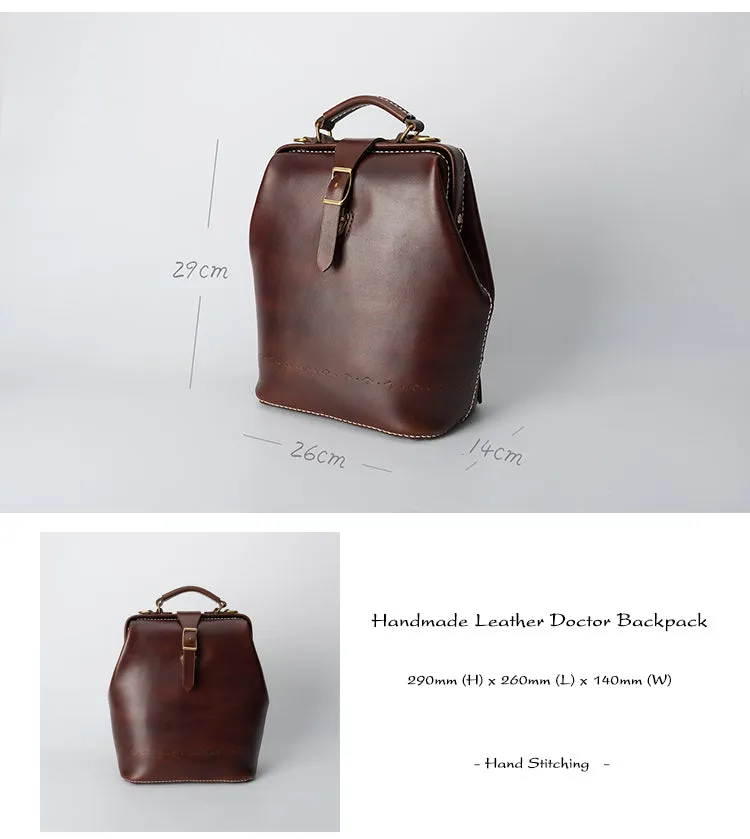 Handmade Womens Green Leather Doctor Backpack Purse Shoulder Doctor Handbag for Women