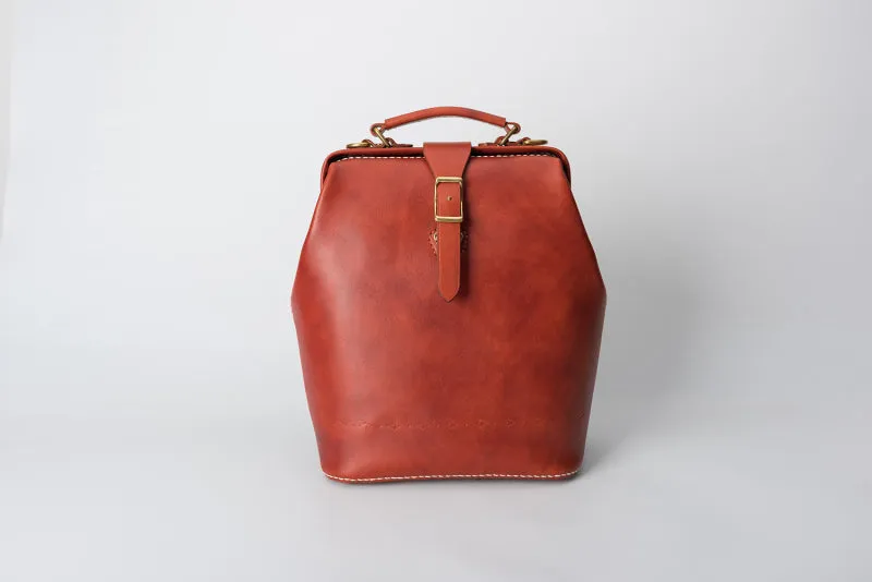 Handmade Womens Green Leather Doctor Backpack Purse Shoulder Doctor Handbag for Women