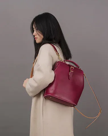 Handmade Womens Green Leather Doctor Backpack Purse Shoulder Doctor Handbag for Women
