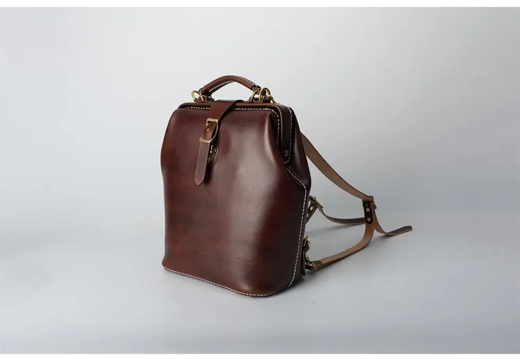 Handmade Womens Green Leather Doctor Backpack Purse Shoulder Doctor Handbag for Women