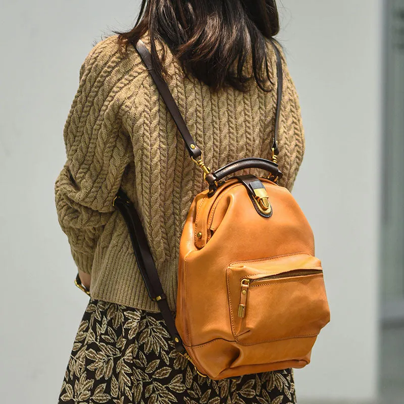 Handmade Womens Green Leather Doctor Backpack Purse Shoulder Doctor Handbags for Women