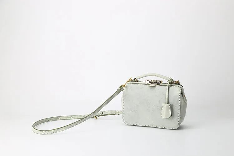 Handmade Womens Green Leather Doctor Handbag Purse Small Side Bag Doctor Purse for Women