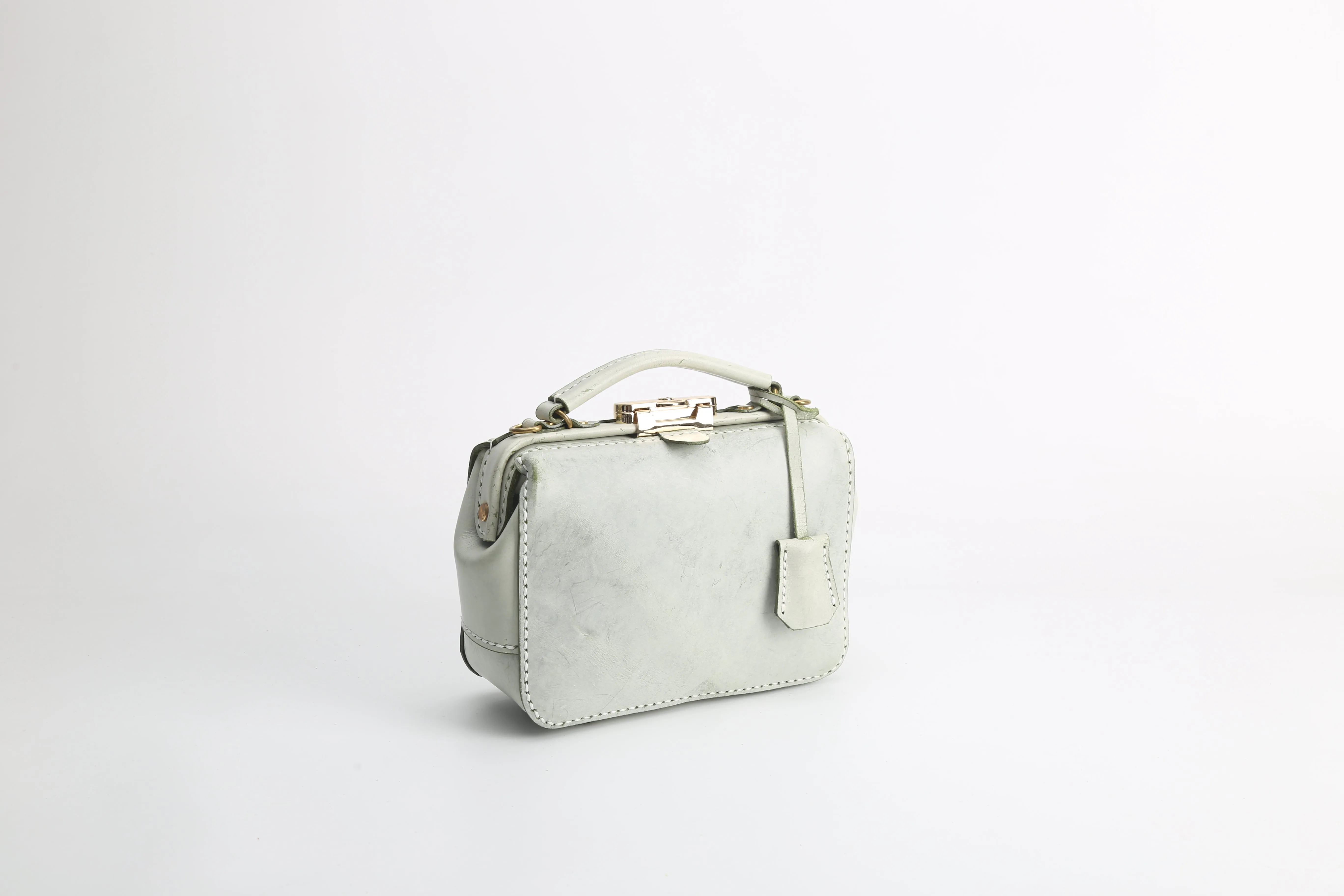 Handmade Womens Green Leather Doctor Handbag Purse Small Side Bag Doctor Purse for Women