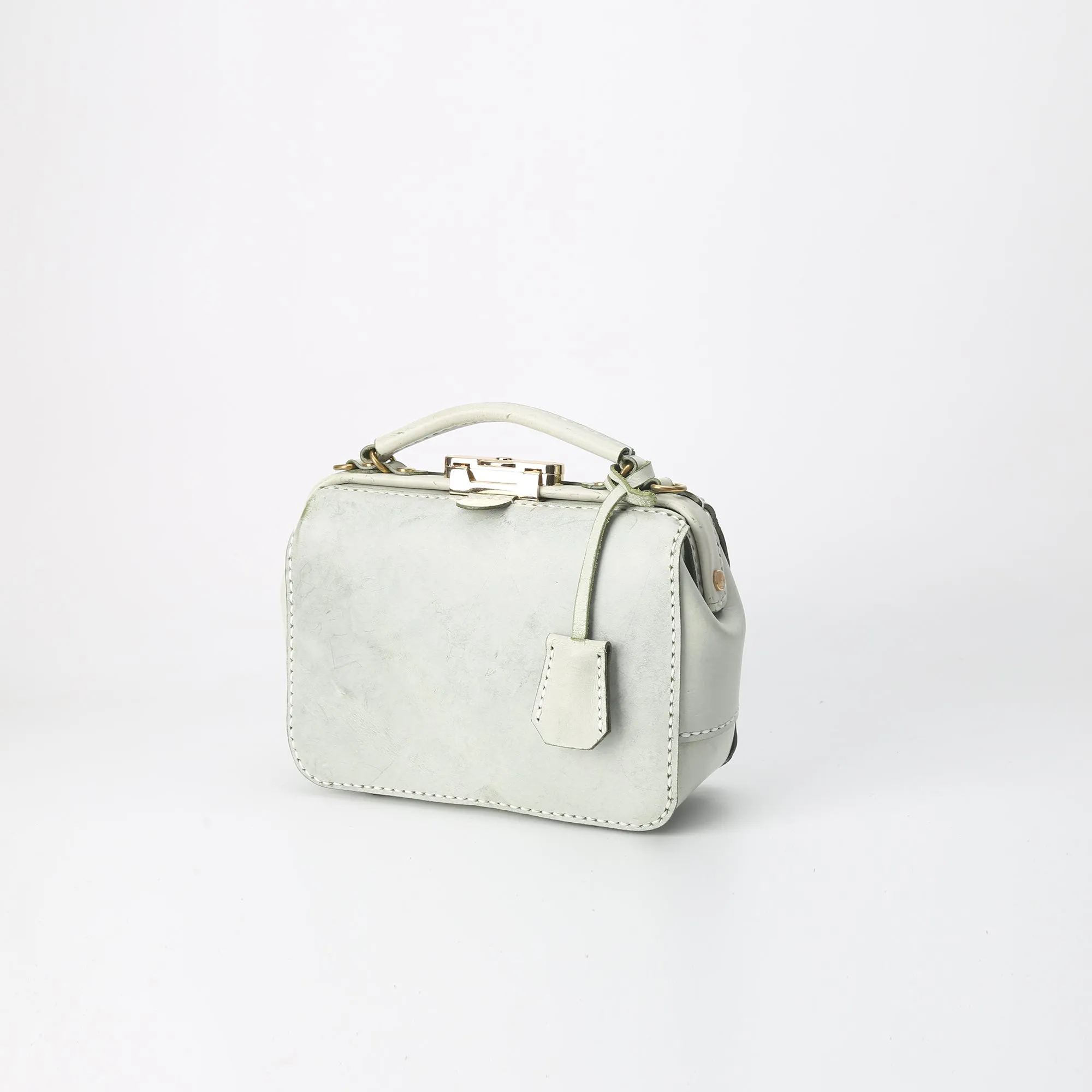 Handmade Womens Green Leather Doctor Handbag Purse Small Side Bag Doctor Purse for Women