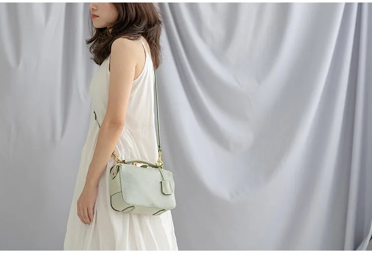Handmade Womens Green Leather Doctor Handbag Purse Small Side Bag Doctor Purse for Women