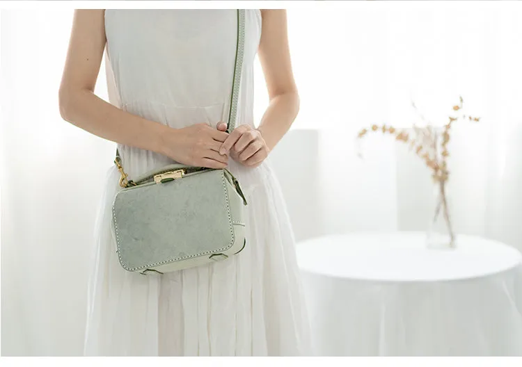 Handmade Womens Green Leather Doctor Handbag Purse Small Side Bag Doctor Purse for Women