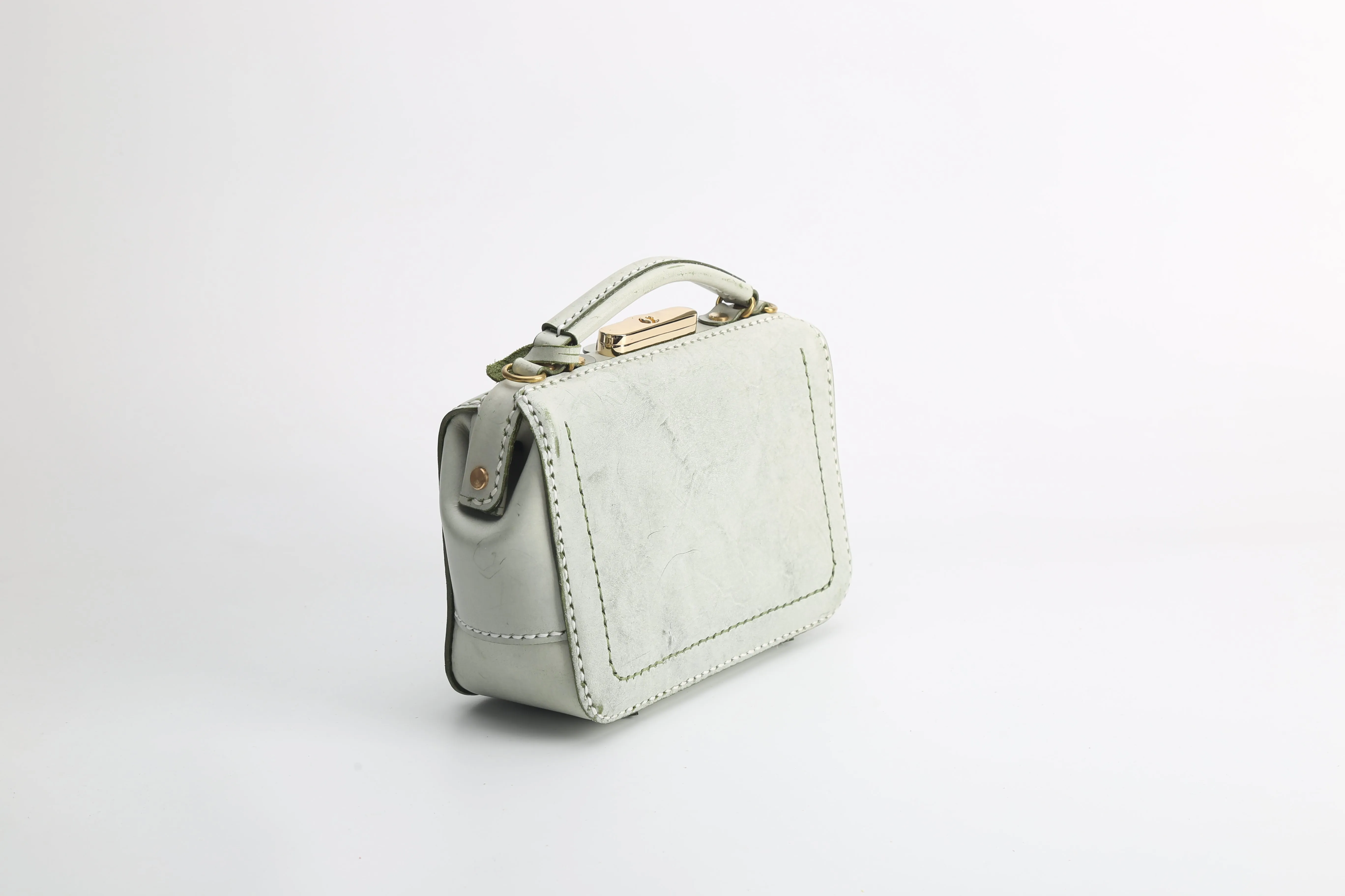 Handmade Womens Green Leather Doctor Handbag Purse Small Side Bag Doctor Purse for Women