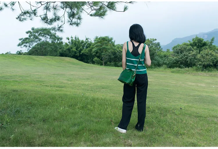 Handmade Womens Green Leather doctor Handbag shoulder doctor bags Purse for women