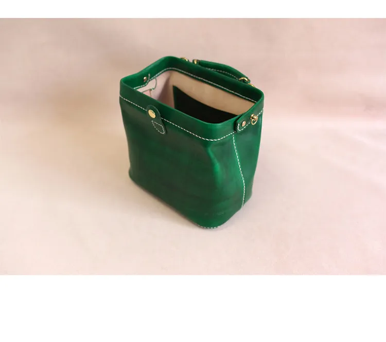 Handmade Womens Green Leather doctor Handbag shoulder doctor bags Purse for women