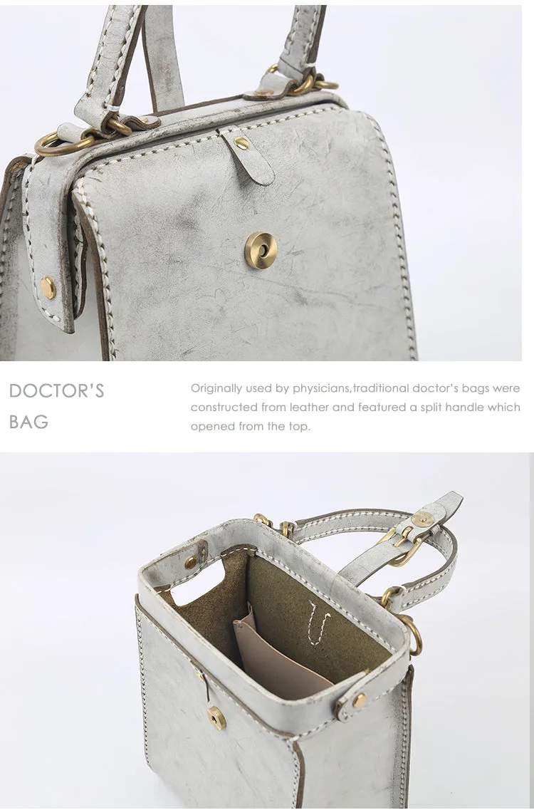 Handmade Womens Green Leather Doctor Handbag Side Purse Doctor Purse for Women
