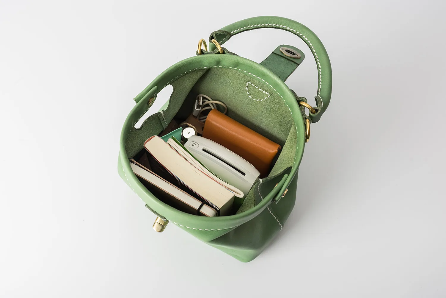 Handmade Womens Green Leather Mini Doctor Handbag Purse Green Shoulder Doctor Bags for Women