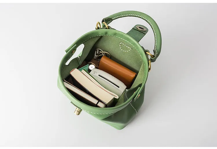 Handmade Womens Green Leather Mini Doctor Handbag Purse Green Shoulder Doctor Bags for Women