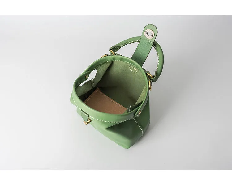 Handmade Womens Green Leather Mini Doctor Handbag Purse Green Shoulder Doctor Bags for Women