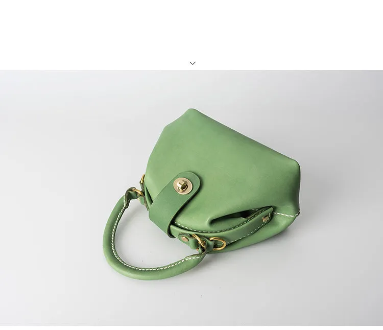 Handmade Womens Green Leather Mini Doctor Handbag Purse Green Shoulder Doctor Bags for Women