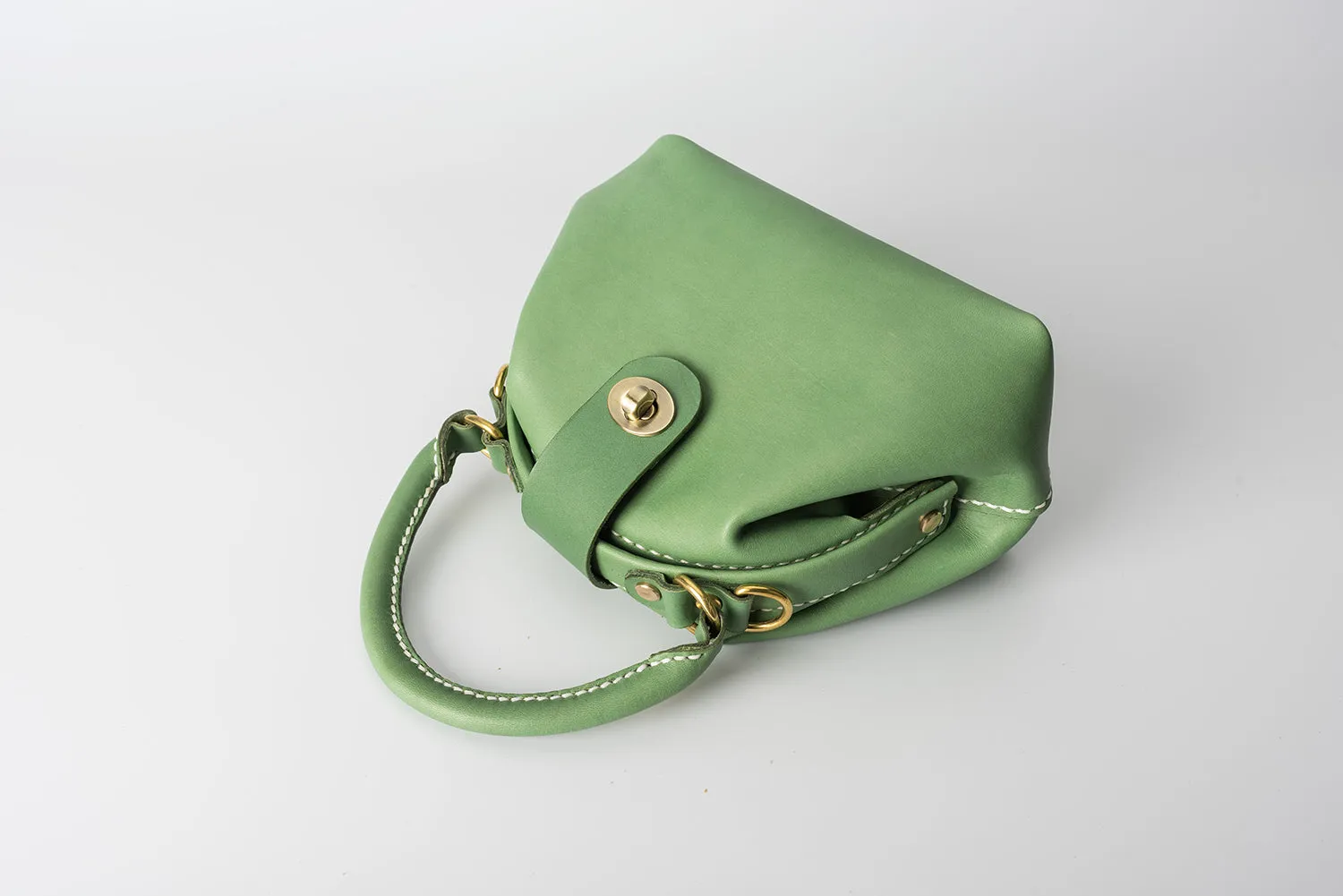 Handmade Womens Green Leather Mini Doctor Handbag Purse Green Shoulder Doctor Bags for Women