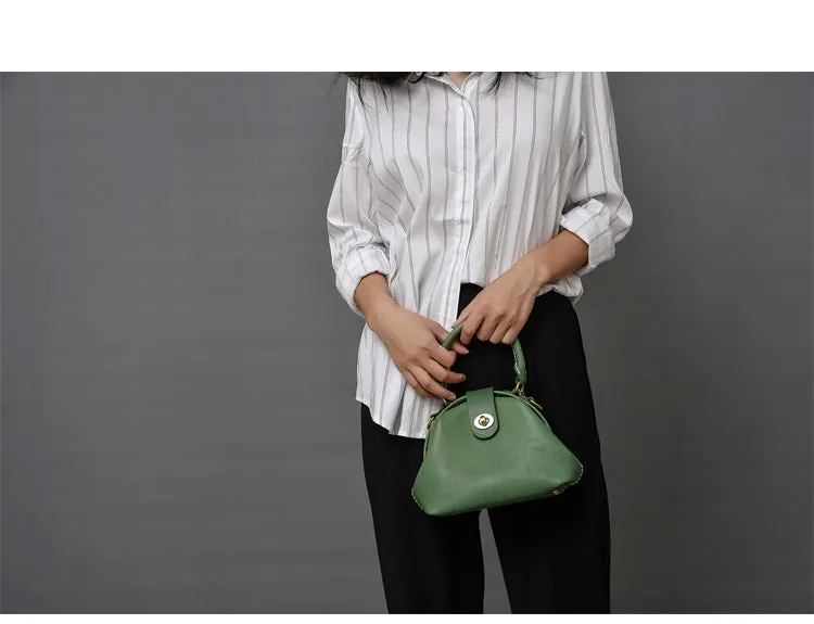 Handmade Womens Green Leather Mini Doctor Handbag Purse Green Shoulder Doctor Bags for Women