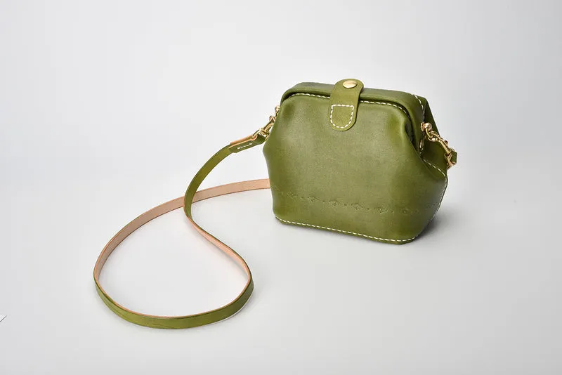 Handmade Womens Green Leather Small doctor Purse shoulder doctor bags for women