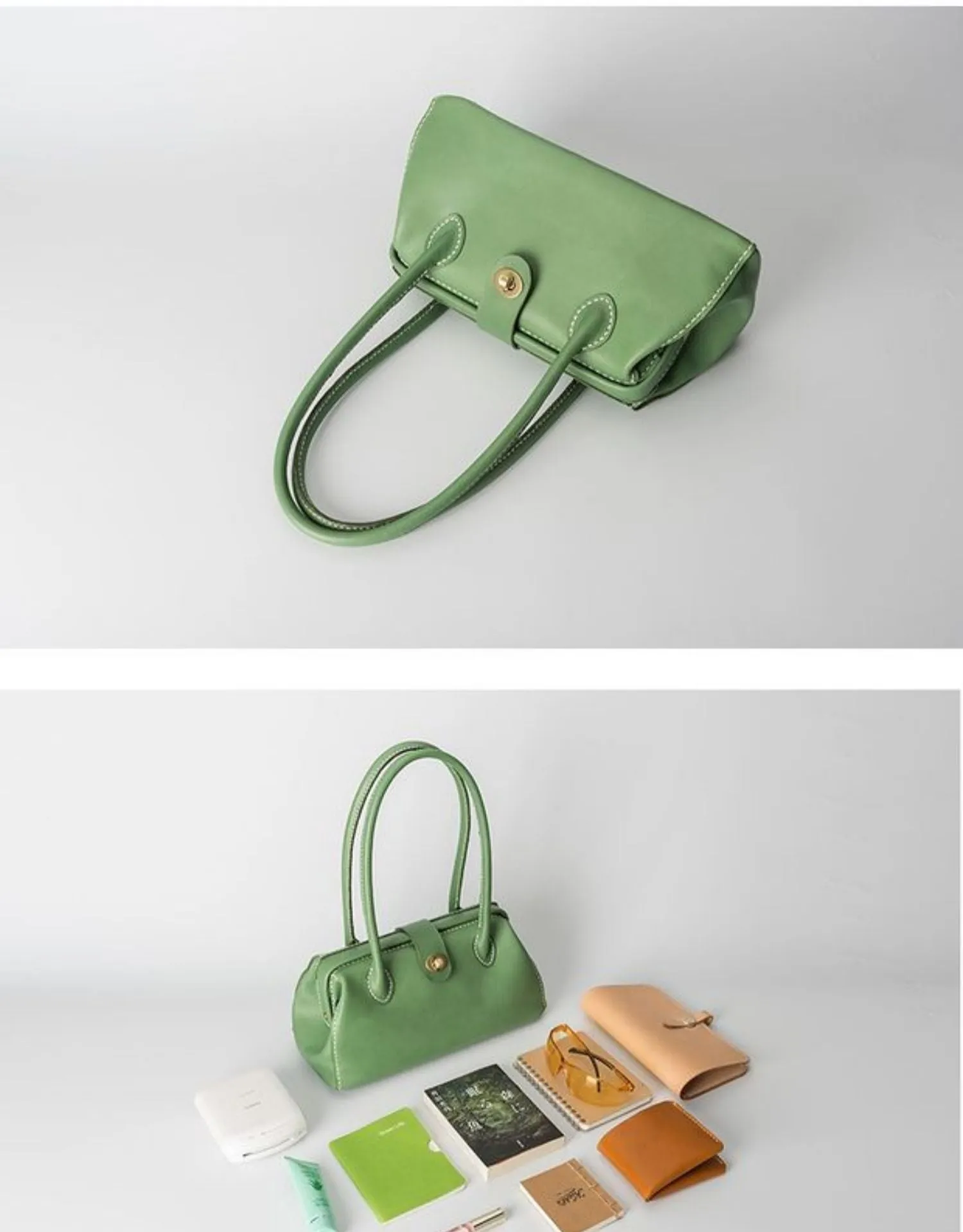 Handmade Womens Leather Doctor Handbag Purse Beige Shoulder Bag Doctor Bags for Women