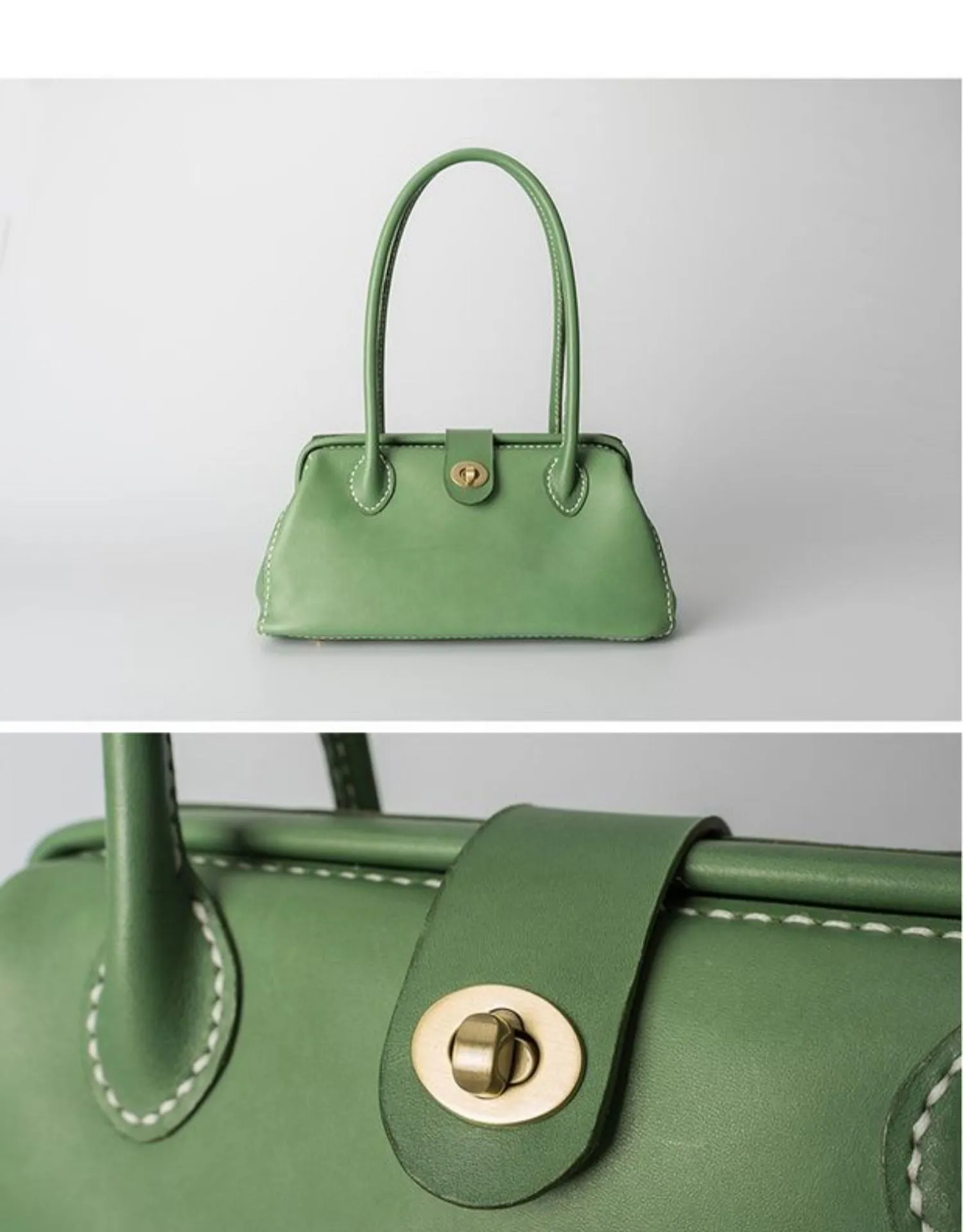 Handmade Womens Leather Doctor Handbag Purse Coffee Shoulder Bag Doctor Bags for Women