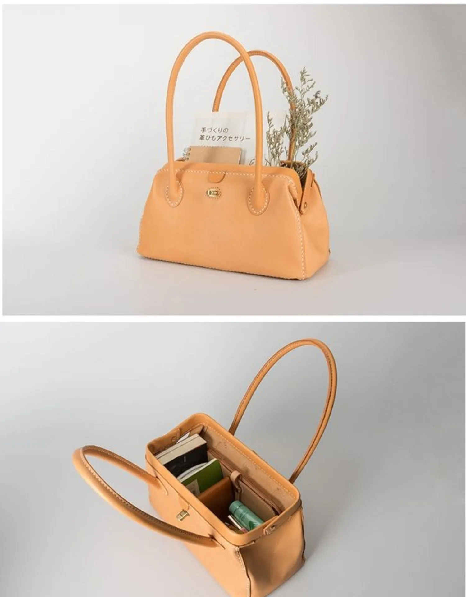 Handmade Womens Leather Doctor Handbag Purse Coffee Shoulder Bag Doctor Bags for Women