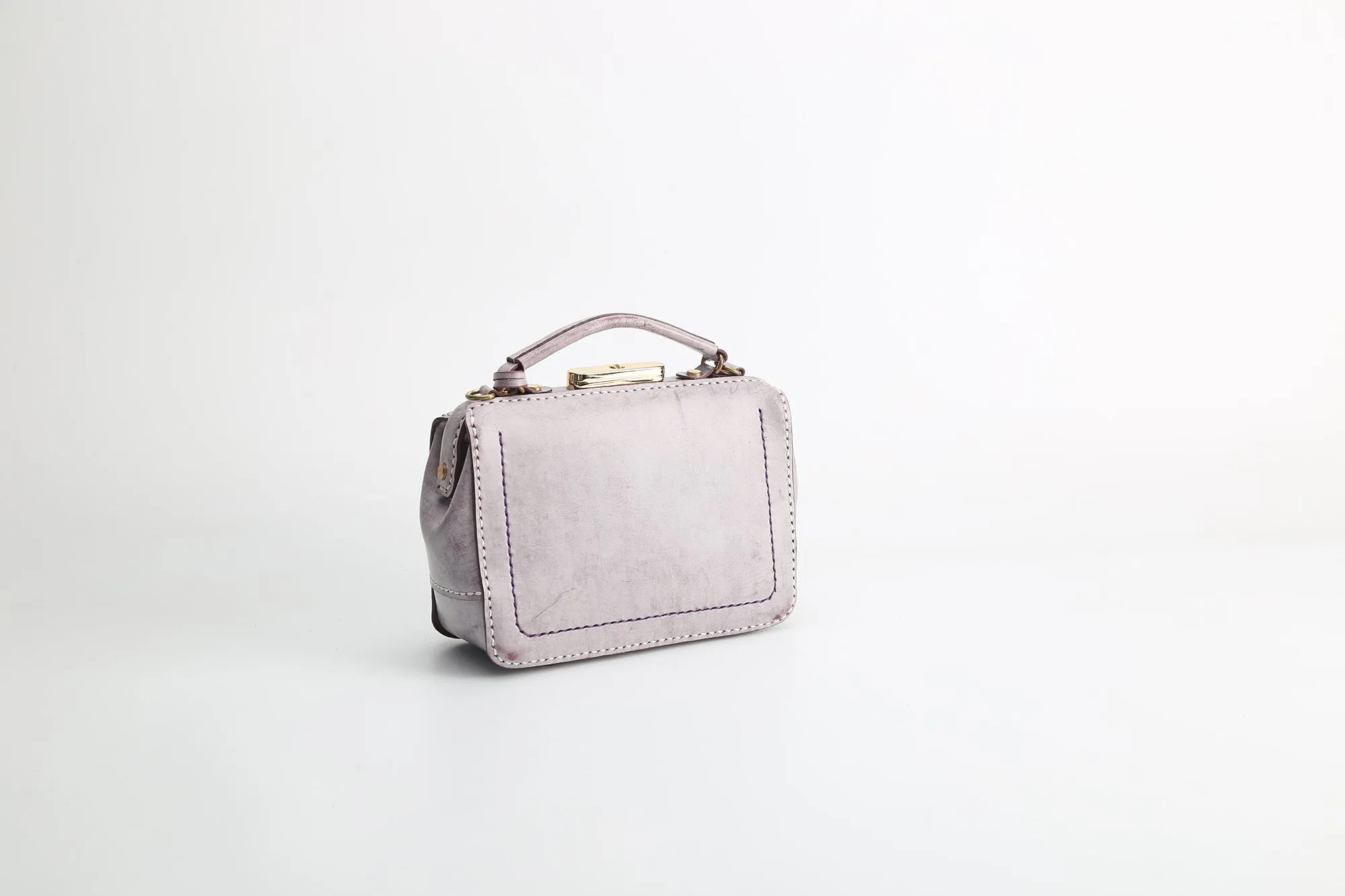 Handmade Womens Purple Leather Doctor Handbag Purse Small Side Bag Doctor Purse for Women