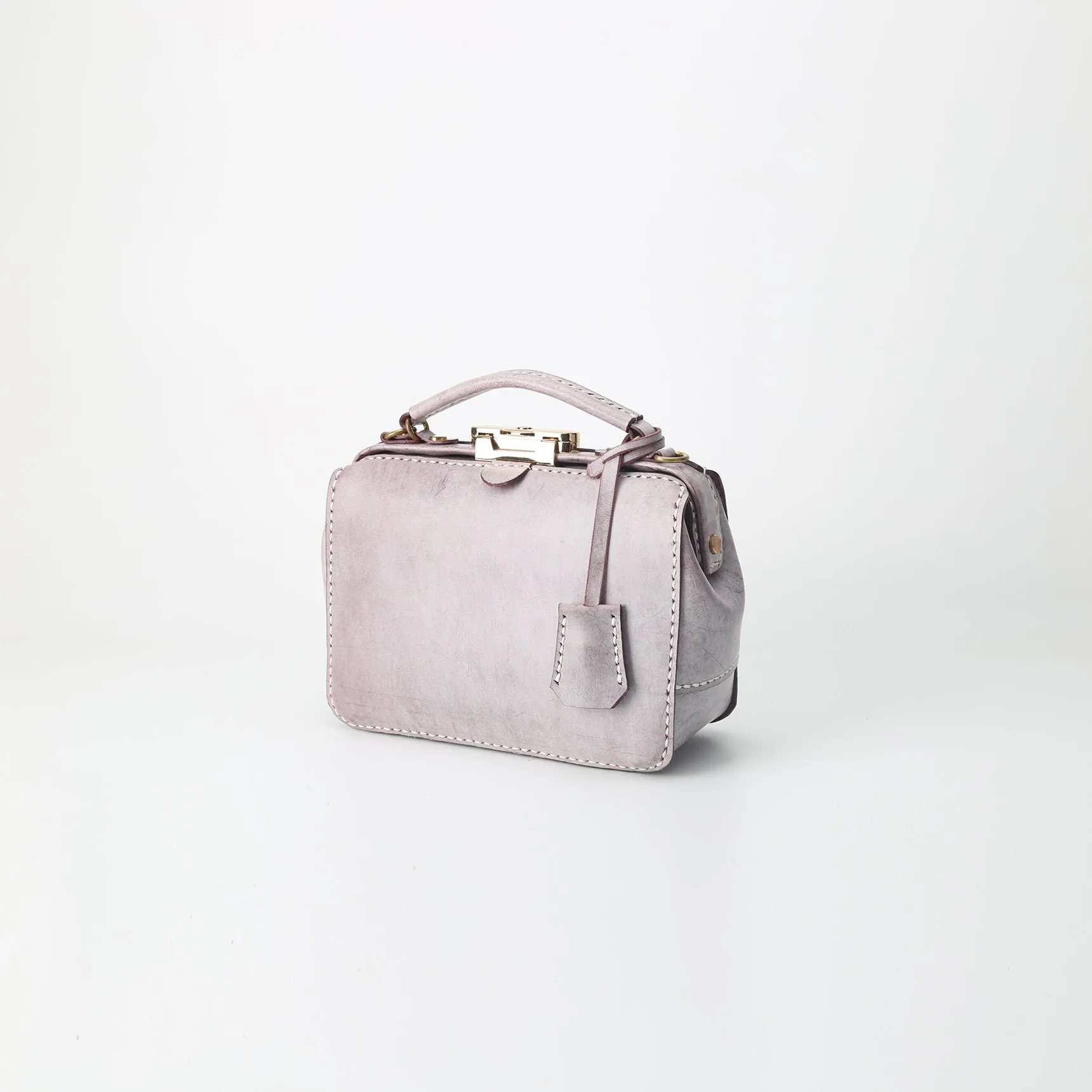 Handmade Womens Purple Leather Doctor Handbag Purse Small Side Bag Doctor Purse for Women