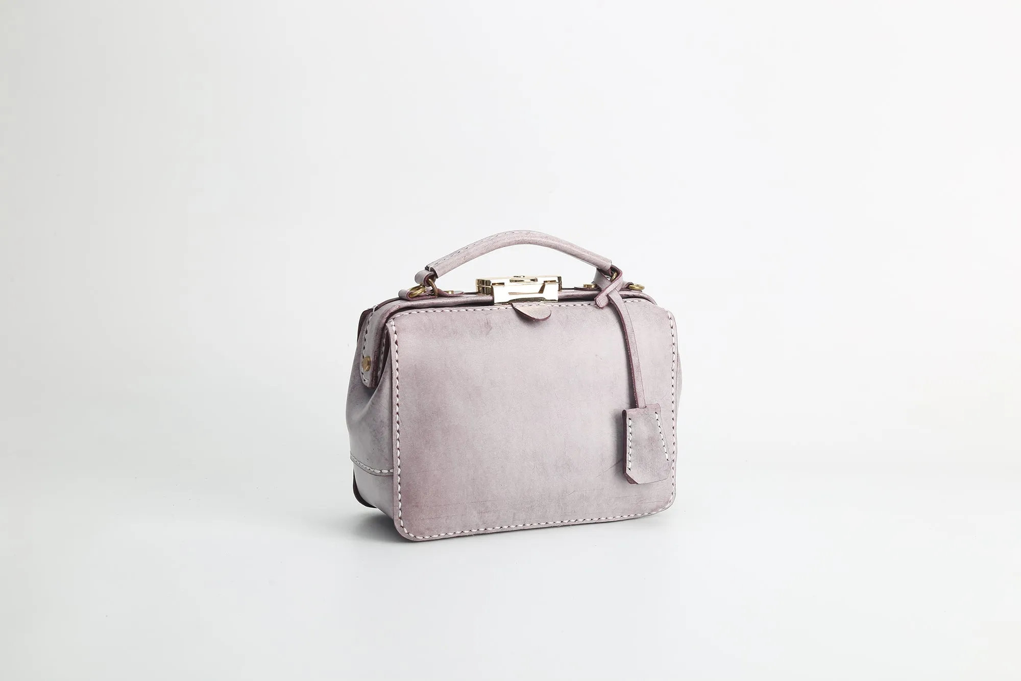 Handmade Womens Purple Leather Doctor Handbag Purse Small Side Bag Doctor Purse for Women