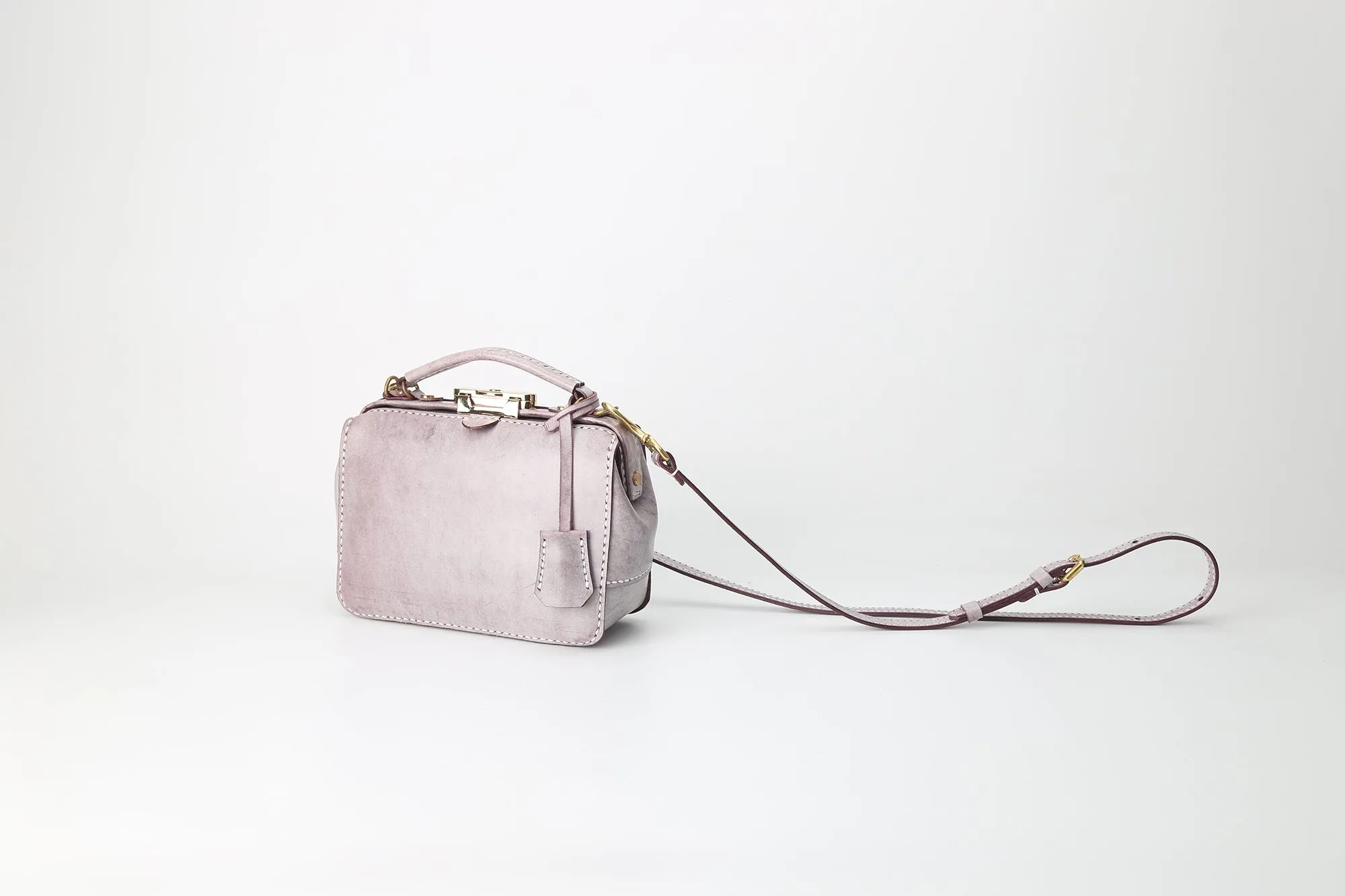 Handmade Womens Purple Leather Doctor Handbag Purse Small Side Bag Doctor Purse for Women