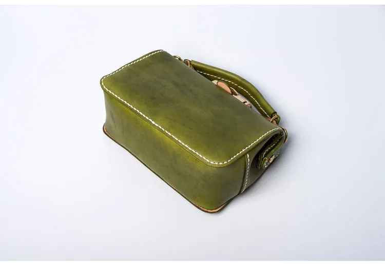 Handmade Womens Red Leather Doctor Handbag Purse Small Side Bag Doctor Bags for Women