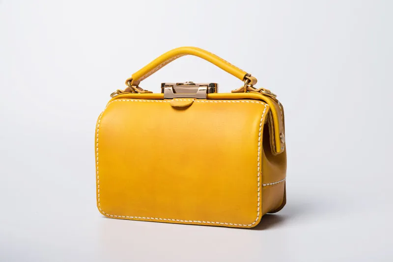 Handmade Womens Red Leather Doctor Handbag Purse Small Side Bag Doctor Bags for Women