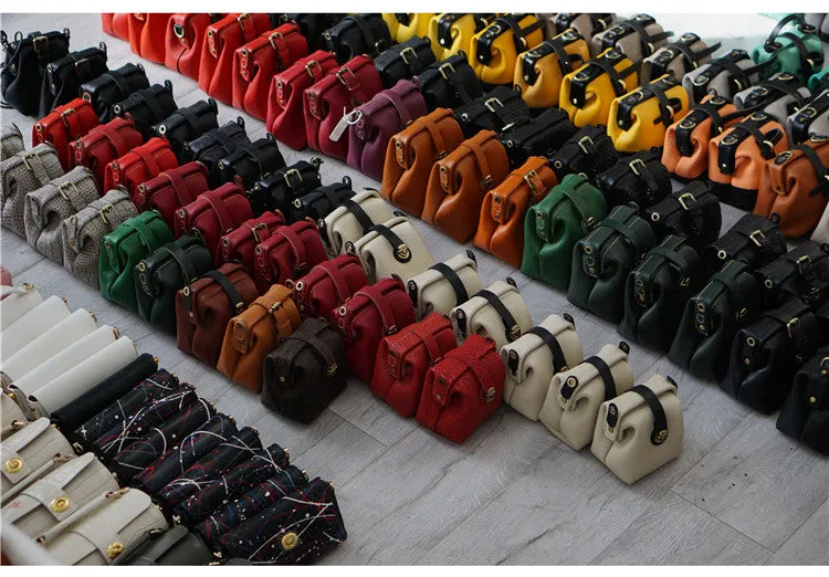 Handmade Womens Red Leather Doctor Handbag Small Side Purses Doctor Purse for Women
