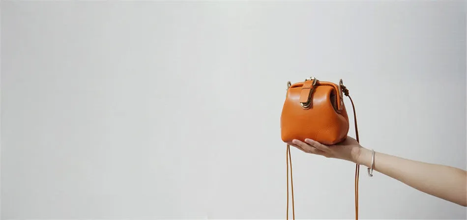 Handmade Womens Red Leather Doctor Handbag Small Side Purses Doctor Purse for Women