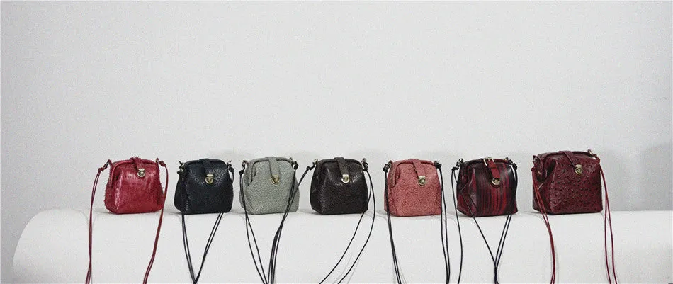 Handmade Womens Red Leather Doctor Handbag Small Side Purses Doctor Purse for Women