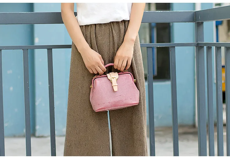 Handmade Womens Red Leather Small doctor Purse Red shoulder doctor bags for women