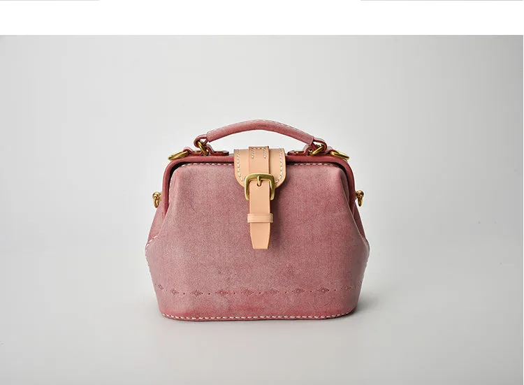 Handmade Womens Red Leather Small doctor Purse Red shoulder doctor bags for women