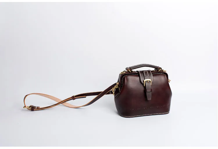 Handmade Womens Red Leather Small doctor Purse Red shoulder doctor bags for women