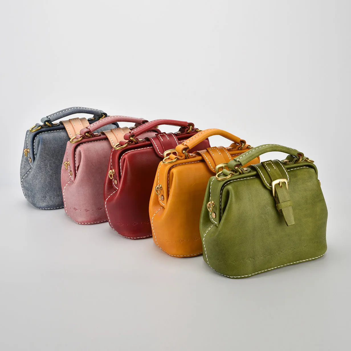 Handmade Womens Red Leather Small doctor Purse Red shoulder doctor bags for women