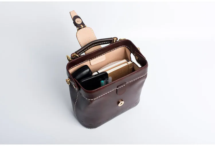 Handmade Womens Red Leather Small doctor Purse Red shoulder doctor bags for women