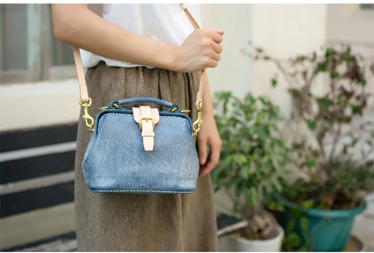 Handmade Womens Red Leather Small doctor Purse Red shoulder doctor bags for women
