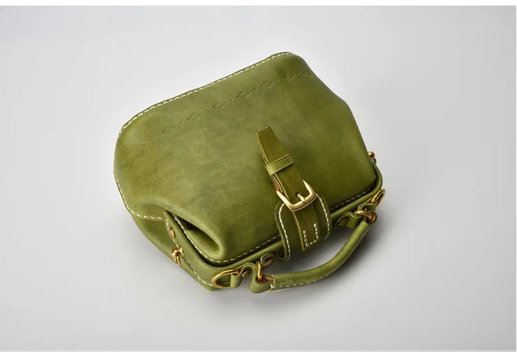 Handmade Womens Red Leather Small doctor Purse Red shoulder doctor bags for women