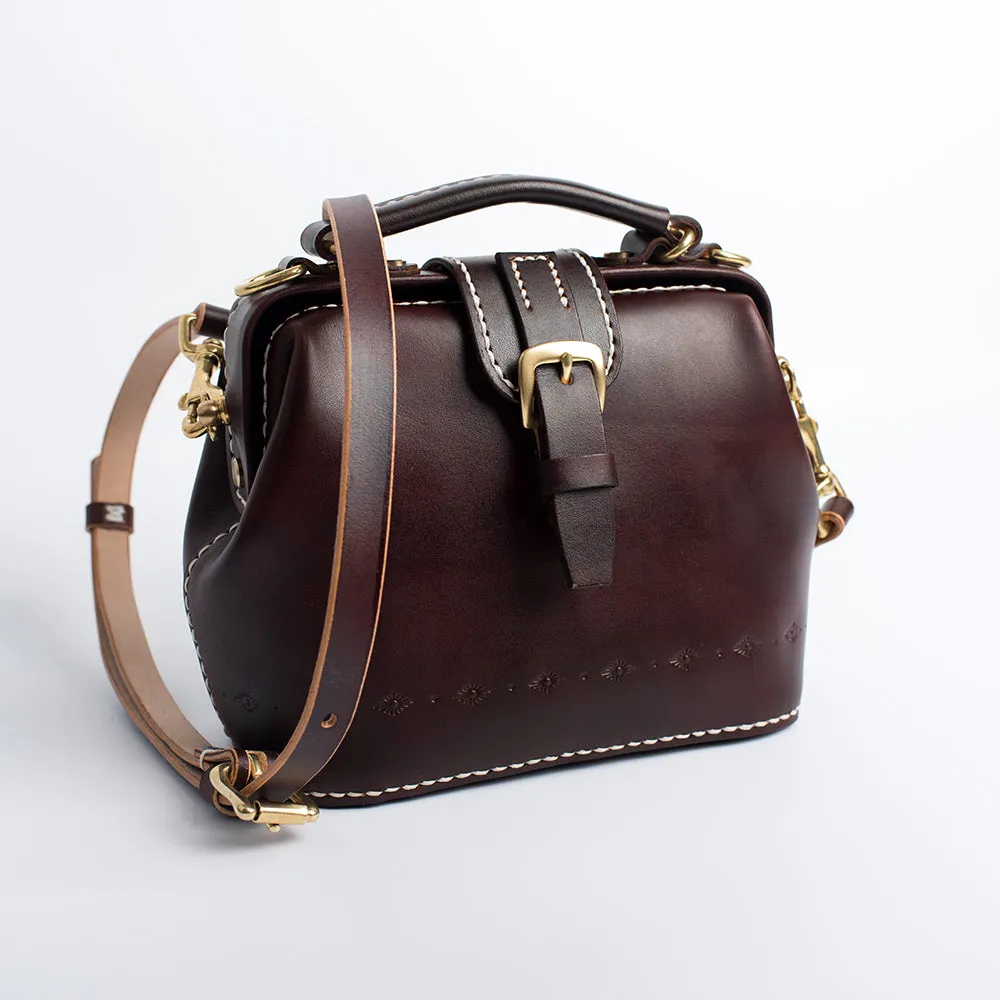 Handmade Womens Red Leather Small doctor Purse Red shoulder doctor bags for women