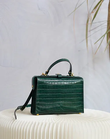 Handmade Womens Stylish Black Leather Doctor Handbag Side Purses Doctor Purses for Women