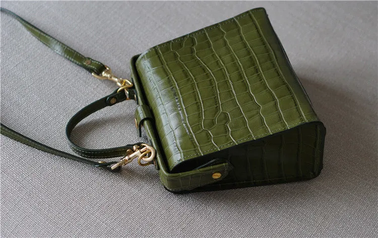 Handmade Womens Stylish Square Black Leather Doctor Handbag Side Purse Doctor Purse for Women