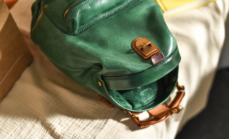 Handmade Womens Tan Leather Doctor Backpack Purse Shoulder Doctor Handbags for Women