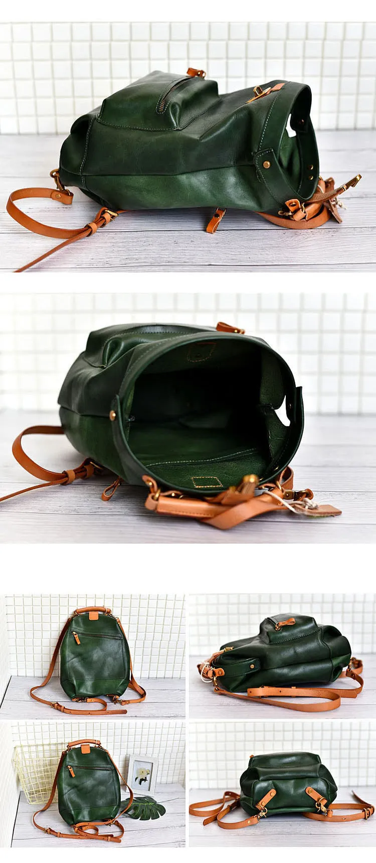 Handmade Womens Tan Leather Doctor Backpack Purse Shoulder Doctor Handbags for Women