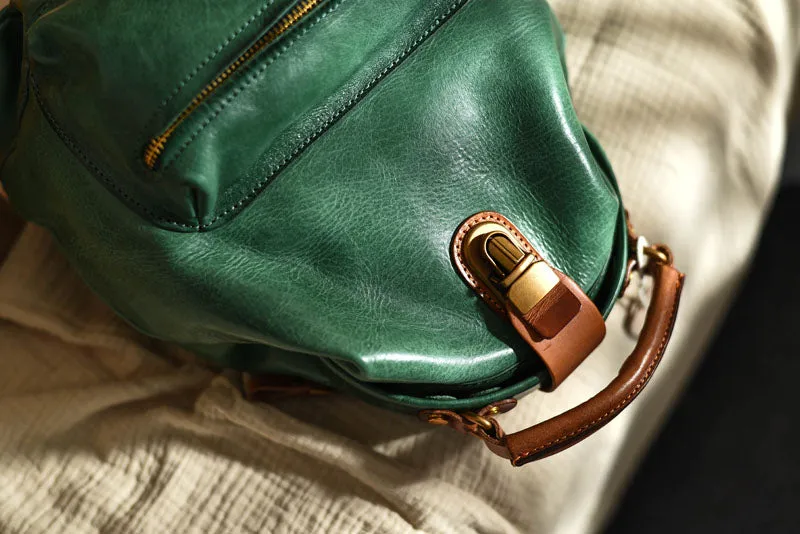 Handmade Womens Tan Leather Doctor Backpack Purse Shoulder Doctor Handbags for Women