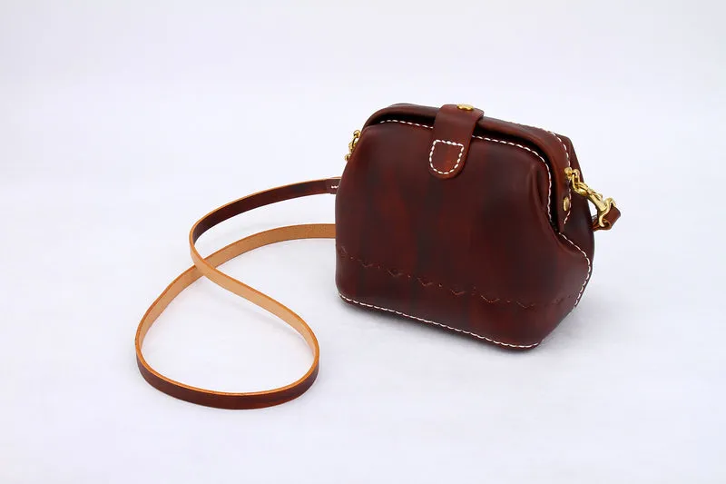 Handmade Womens Tan Leather Small doctor Purse shoulder doctor bags for women