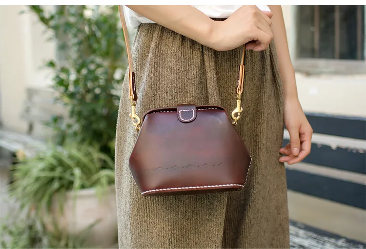 Handmade Womens Tan Leather Small doctor Purse shoulder doctor bags for women