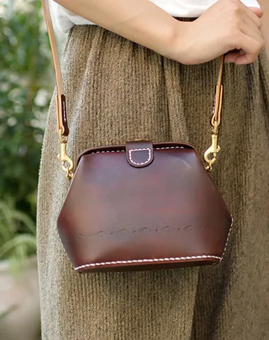 Handmade Womens Tan Leather Small doctor Purse shoulder doctor bags for women