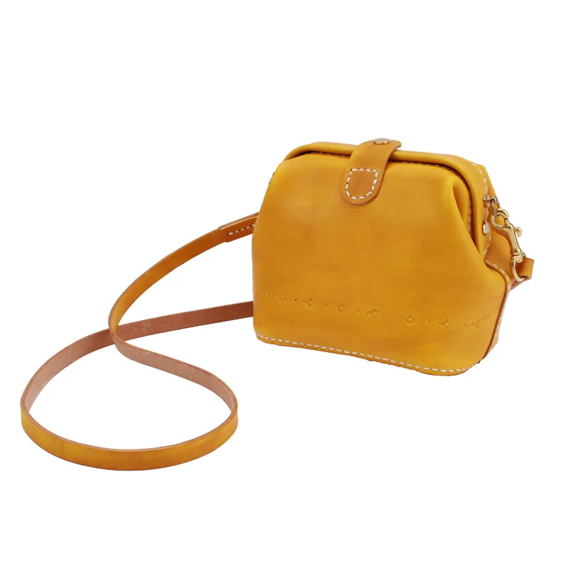 Handmade Womens Tan Leather Small doctor Purse shoulder doctor bags for women